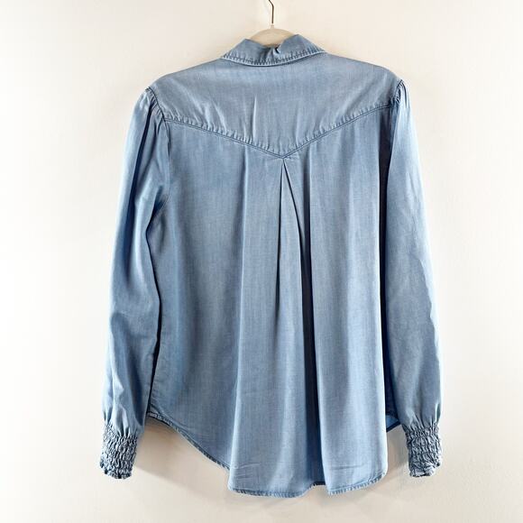 Cloth & Stone by Anthropologie Long Sleeve Button-Up Chambray Shirt Blue Medium - Picture 3 of 4